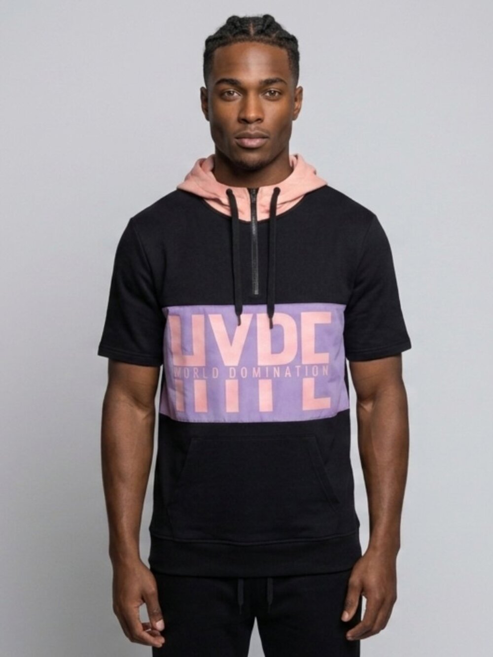"World Domination" Short Sleeve Quarter-Zip Hoodie - Picture 2 of 5